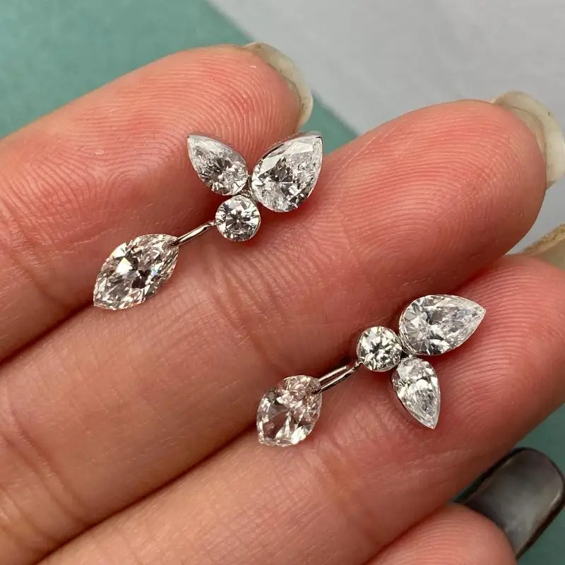 RUIF 2025 Hot Sale Special Design 18K Pear Shape Earrings Perforation Lab Diamond Girlfriend Gift