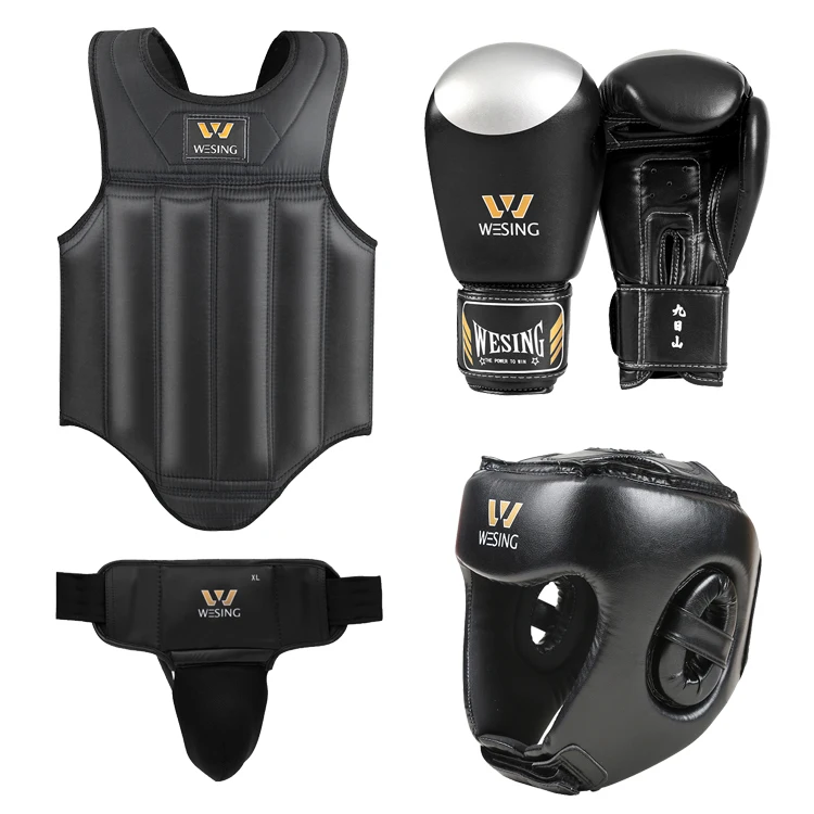 

Комплект для тренировок по ММА и боксу: защита головы, перчатки, кожаные щитки для голени для тайского бокса