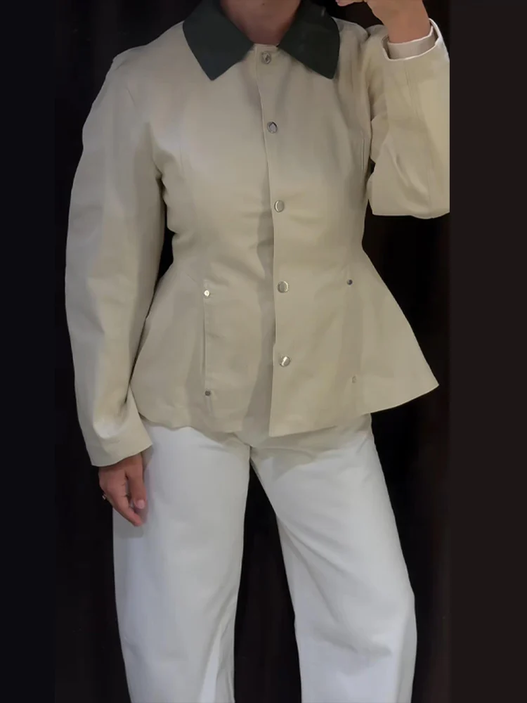 Damenmäntel mit Taillierung, Paneelkragen, Einreiher-Jacke, Retro-Büro-Lady-Stil, Revers, Langarm, Schlanke Oberteile, Neue Oberbekleidung – Detail 10