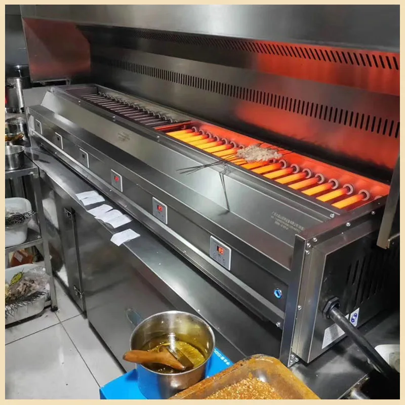 شواية باربيكيو كهربائية احترافية X7-3 من الفولاذ المقاوم للصدأ مع درجة حرارة قابلة للتعديل للاستخدام التجاري في متاجر الشواء