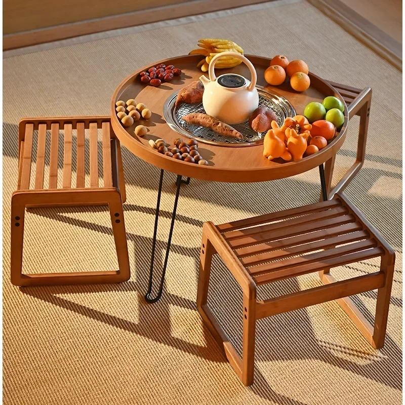 

Minimalist Bamboo Footrest Natural Bamboo Bedroom Chair Light and Practical Fine Polished Chinese Style Coffee Table Low Stool