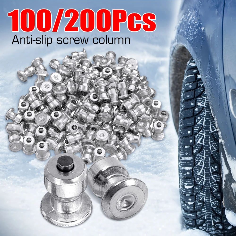 100/200Pcs Aluminum Winter Car Motorcycle Tire Stud Screws 10x8mm Snow Spikes Wheel Tyre Snow Chain For ATV UTV Off-Road Vehicle