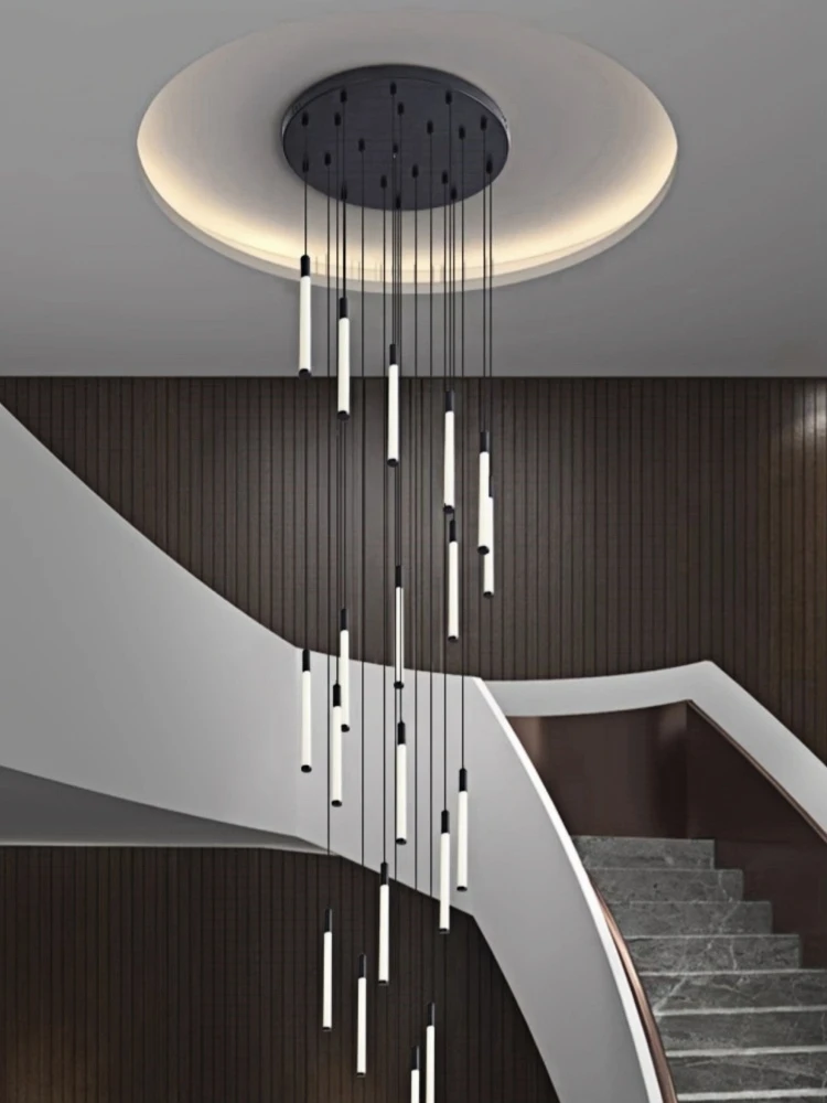 الحديثة طويلة الدرج قلادة Led أضواء لغرفة المعيشة درج فيلا المطبخ الثريات بريق ديكور المنزل مصابيح السقف