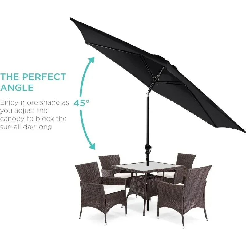 10ft Outdoor Steel Polyester Market Patio Umbrella w/Crank, Easy Push Button