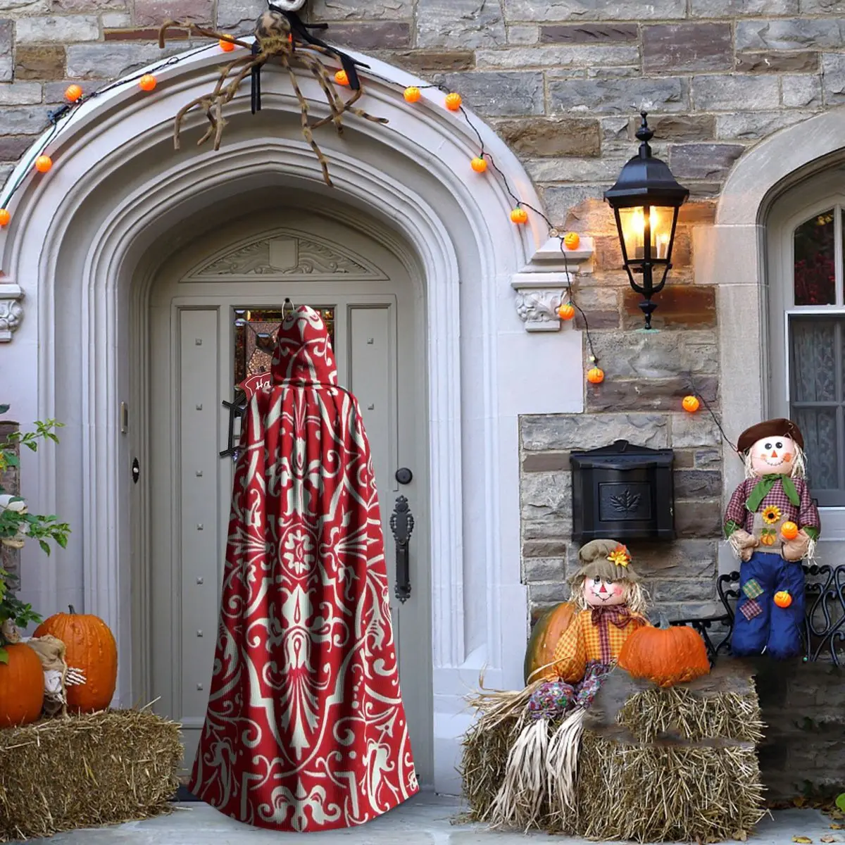 الآس من الماس أوراق اللعب قلوب البستوني طويل مقنعين عباءة الساحرة القرون الوسطى زي تأثيري كيب HalloweenParty الكبار للجنسين #4