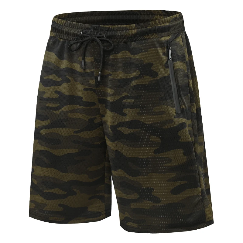 

2021 Men Sports Shorts Camouflage Zipper Pocket Running Shorts Mesh Quick Dry Training Fitness Five Pants Breathable Gym Shorts