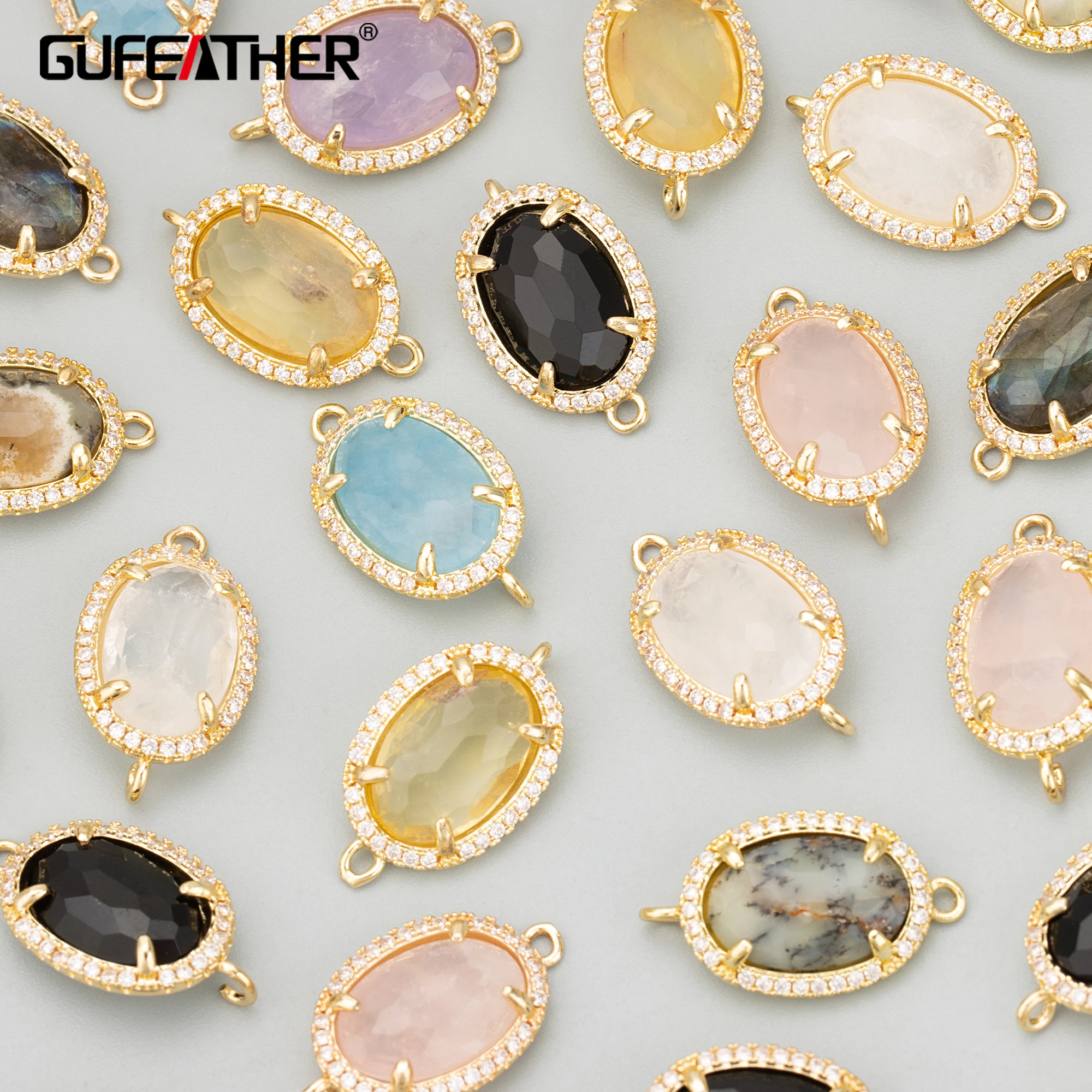 GUFEATHER MD81,jewelry accessories,18k gold plated,copper,natural stone,jewelry making,hand made,charms,diy pendants,4pcs/lot