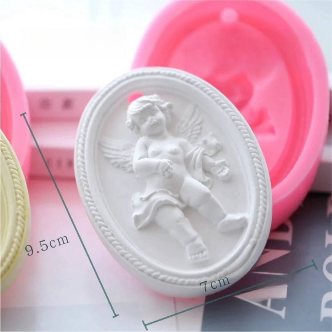 Hanging Angel Silicone Mold Oval Shaped Gypsum Hanging Wax Sheet With Hole Plaster Moulds