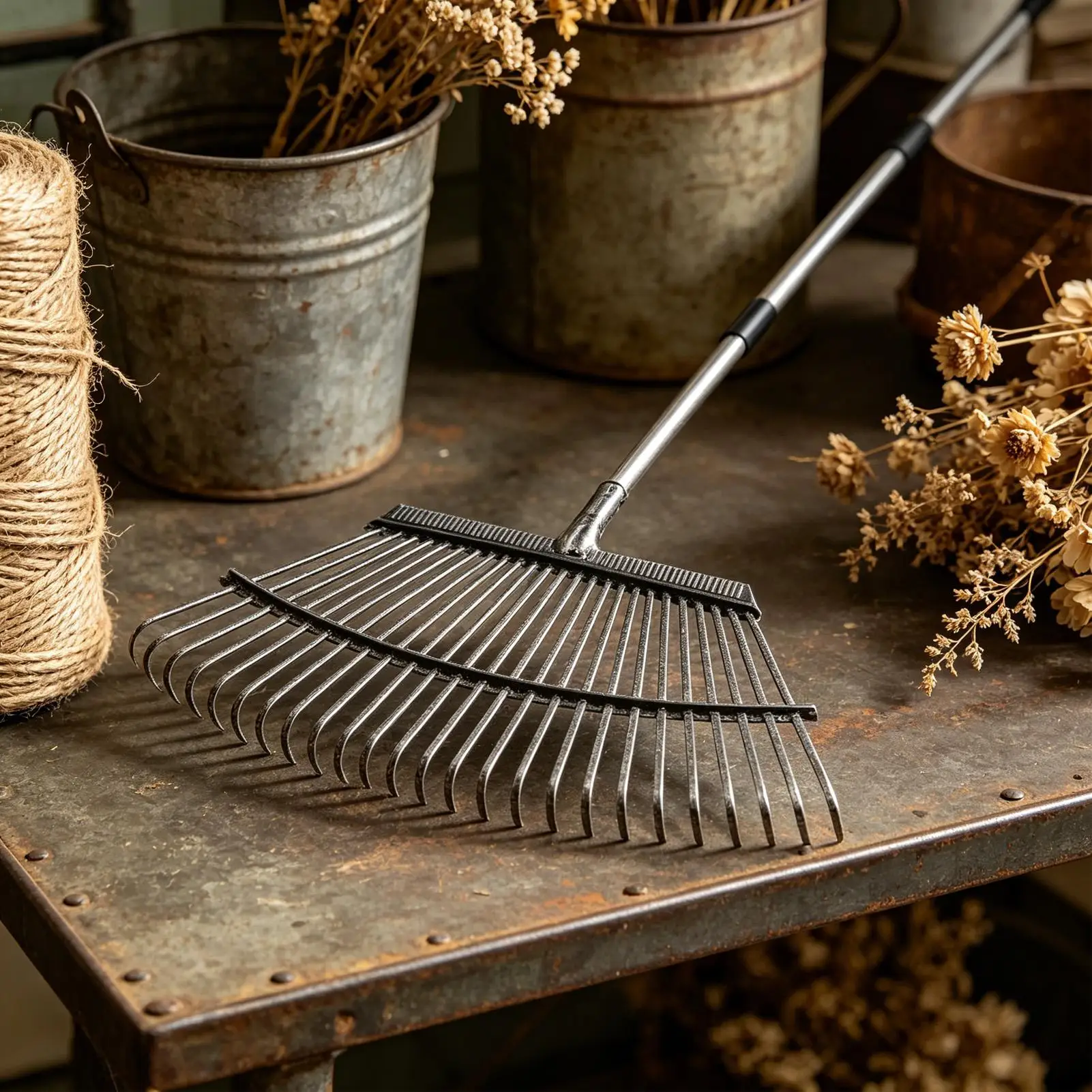 

Yard Rake Detachable Metal Long Handle Gardening Tools Lawn Yard Rake For Leaves Grass For Outdoor Farm Patio Field Gardening