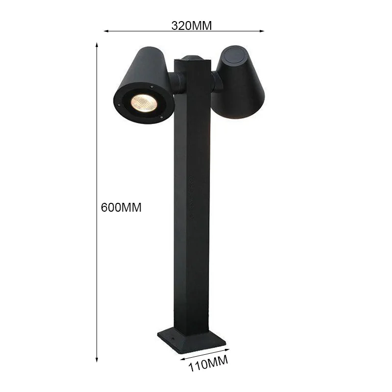 ダブルヘッド防水屋外芝生ライト、回転式円形ガーデン照明、別荘の中庭景観照明用