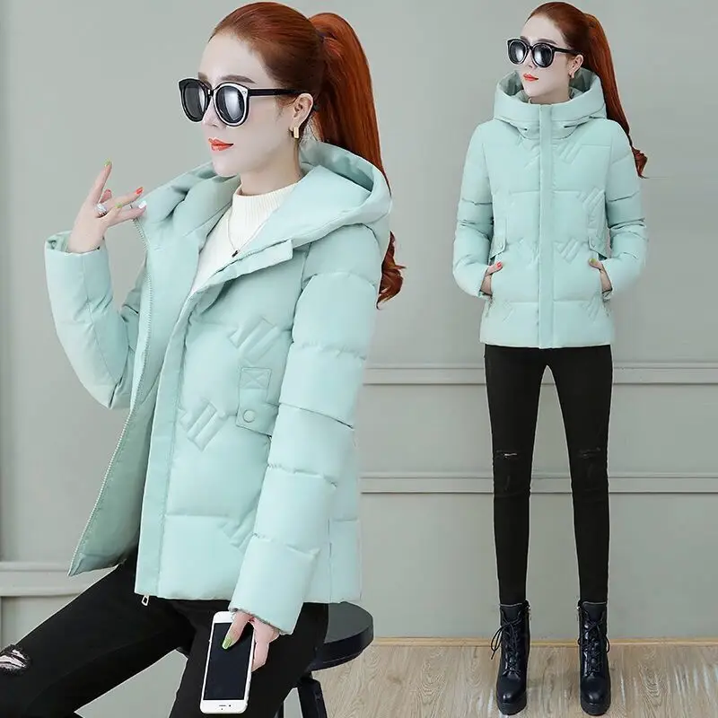 

Women Winter Coat Jacket Warm Down Cotton Parkas Nice New Female Short Korean Slim Fashion All-match Hooded Coats C