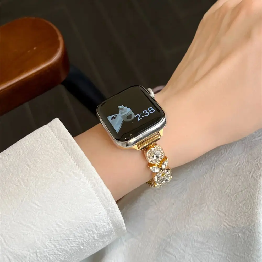 

Браслет-петля для Apple Watch Band Ultra49mm, браслет на запястье с бриллиантами для ювелирных изделий IWatch, 40 мм 44 мм 42 мм 38 мм Series 8 7 6 5 4 3 SE