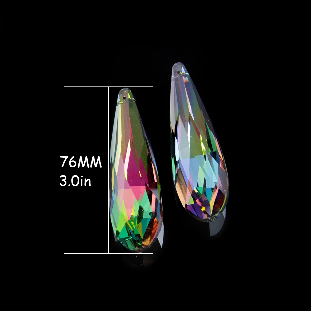 100pcs 76mm  K9 Crystal Glass Drop Pendant Shiny Suncatcher Prism Sliver Back for DIY Home Wedding Door Lighting Parts Decor