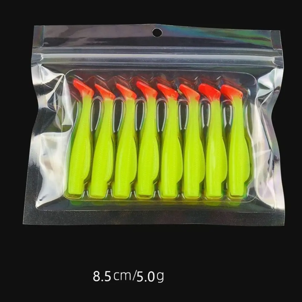 

1 pack 6/8.5cm T-Tail Swim Lures Silicone Colorful Artificial Bait Set Simulation Soft Worm Soft Lure Silicone Bait