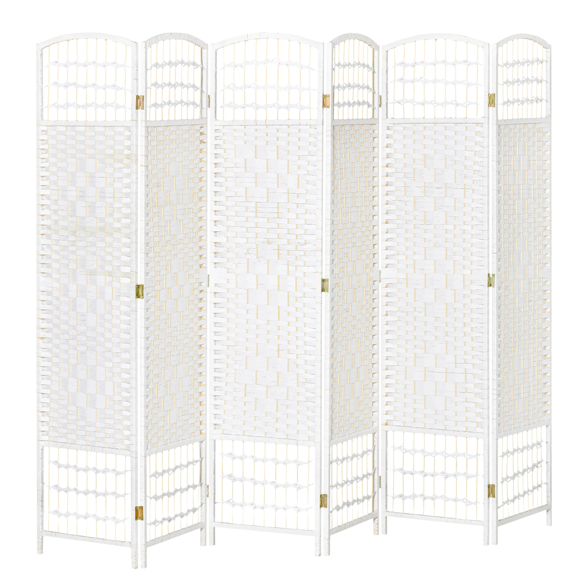 HOMCOM 6 panel bib room divider folding 242x170 cm room divider paper fiber bedroom decoration elegant white living room