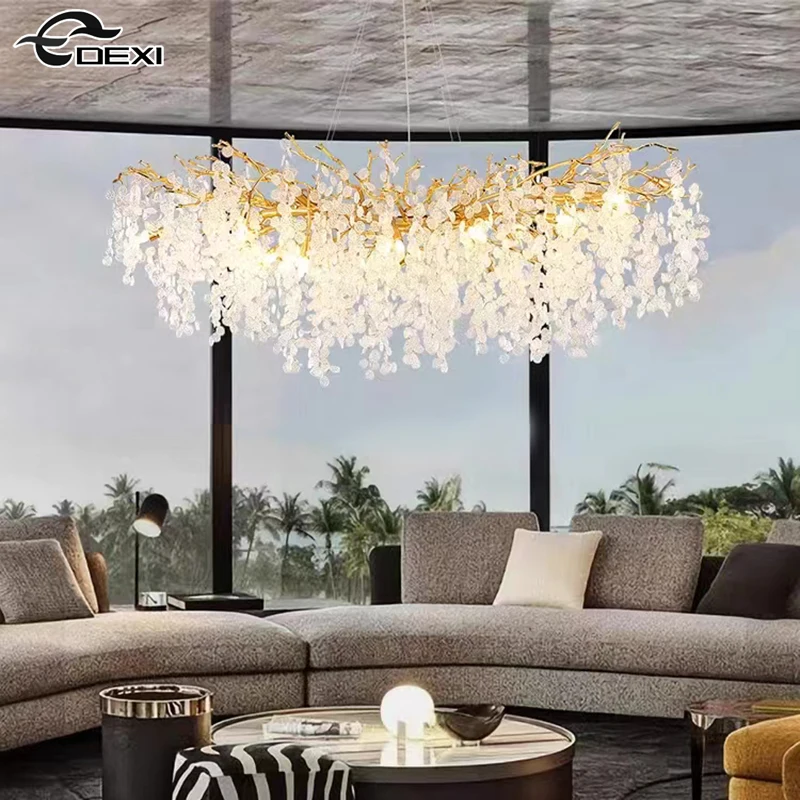 

Modern crystal chandelier bedroom lamps living room LED ceiling light villa pendant lights hotel ceiling chandelier hall Lamps