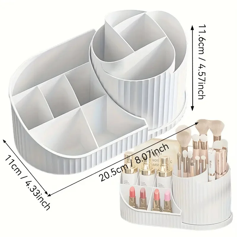 360° Rotating Makeup Brushes Storage Box Multifunctional Cosmetic Storage for Lipstick Eyeshadow with Detachable Brushes Bucket