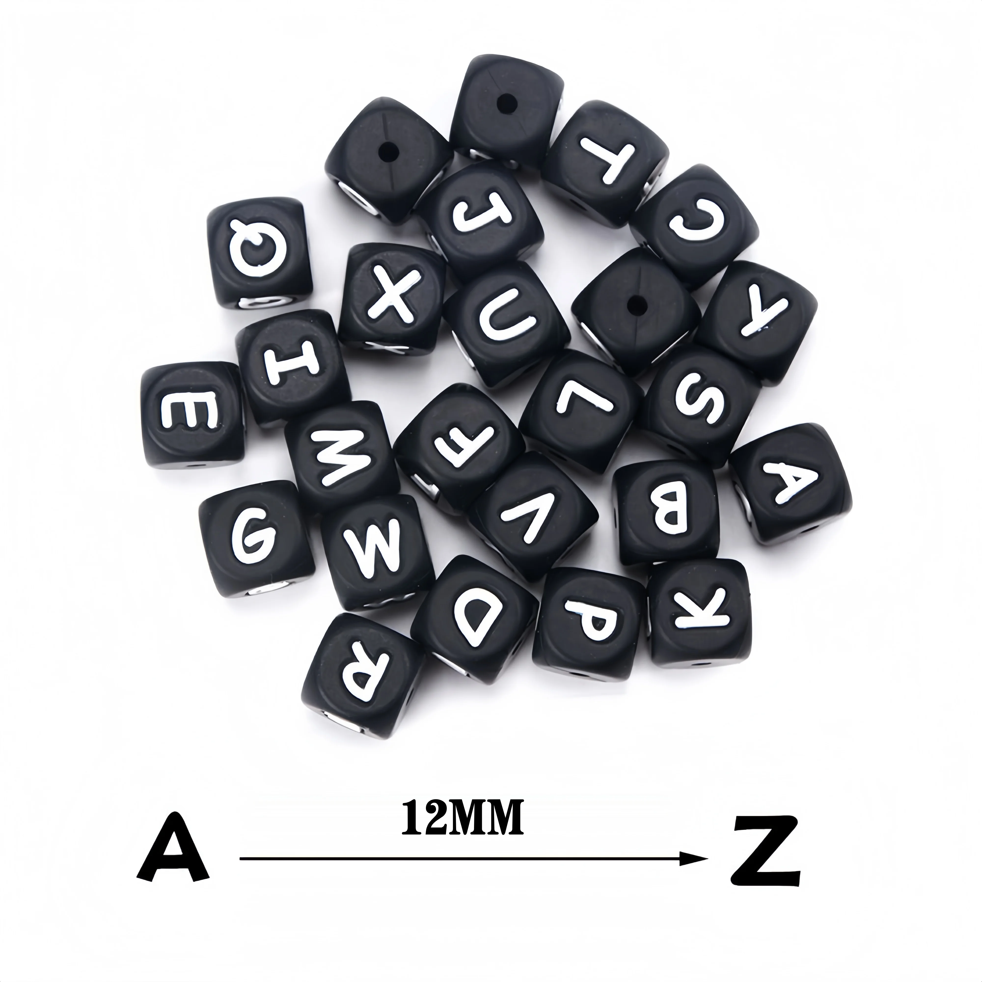 

200Pcs 12mm Black Letters Silicone Beads For Jewelry Making Letters For Bracelets Jewelry Accessories