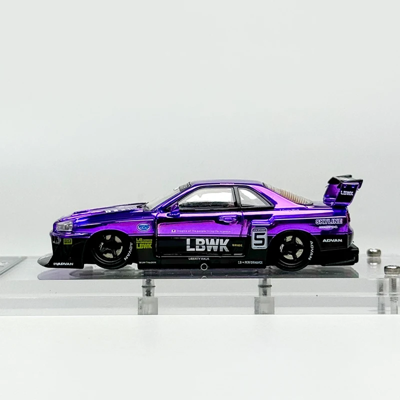 1/64 Skyline Gtr Er34 Lbwk Alloy Purple Plating Toys Car Model Metal Diecasts Toy Vehicles Authentic Exquisite Interior Gift