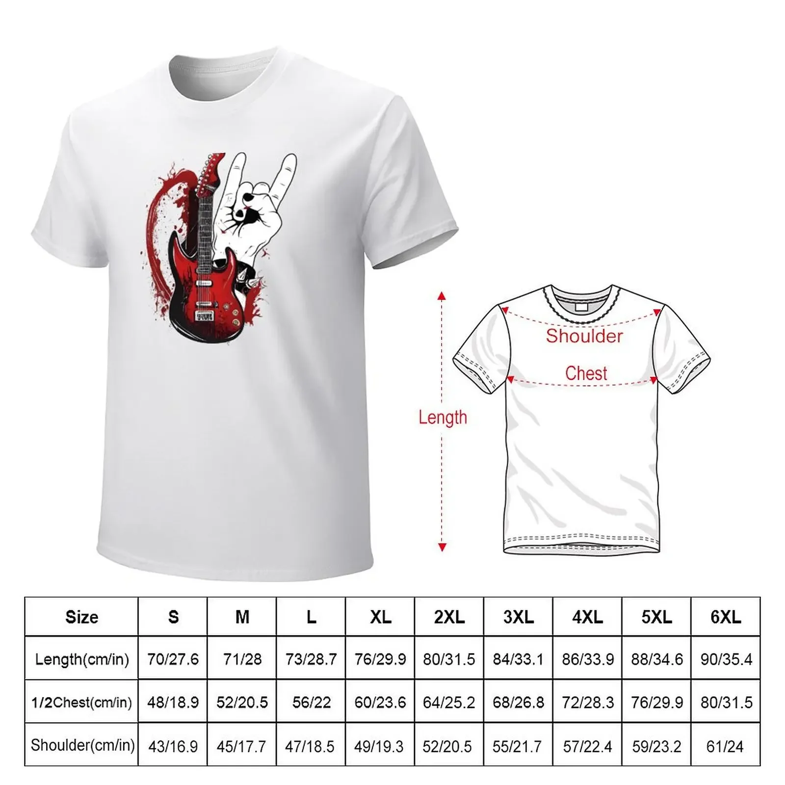 Electric Guitar and Rocker Hand Gesture Art T-Shirt aesthetic clothes tees shirts graphic vintage t shirt men