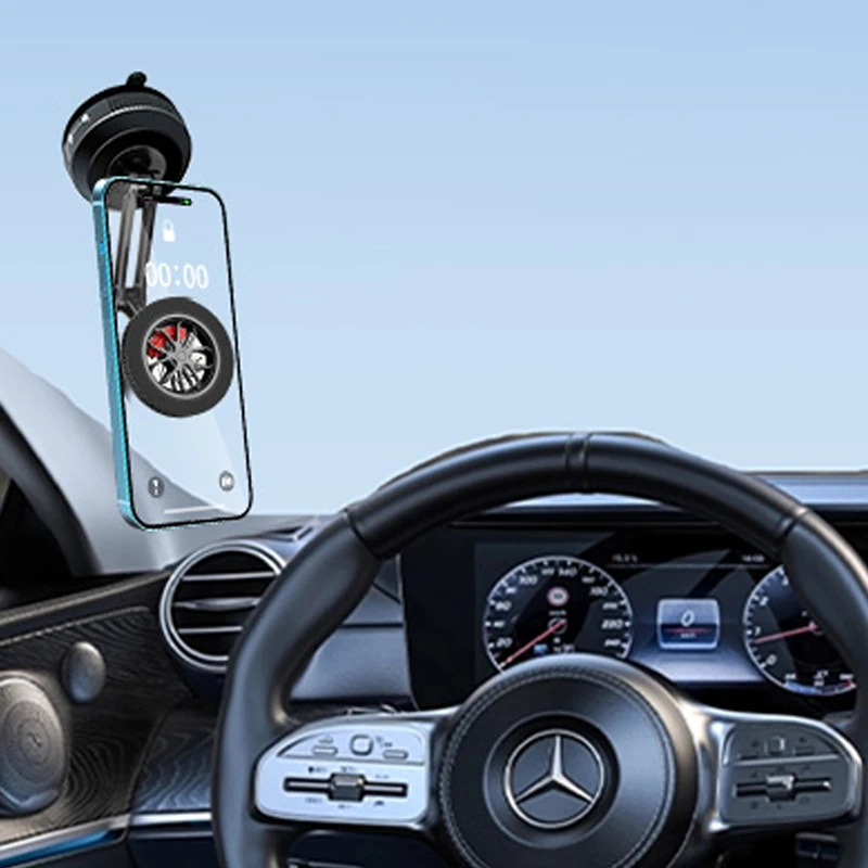 金属製ユニバーサル真空磁気車載スマホホルダー、調整可能な吸盤式折りたたみ式スマホスタンド（鏡、ジム、バス、シャワー、自宅用）