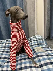 Suéter a rayas rojas de Galgo Italiano, abrigo de cuello alto elástico, ropa cálida para mascotas