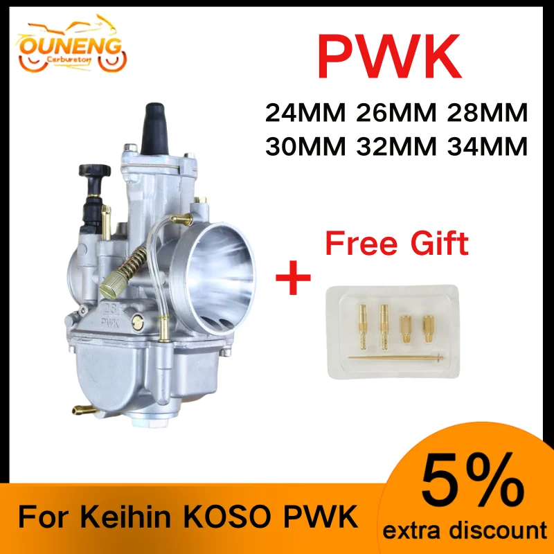 

For Keihin KOSO PWK 24 26 28 30 32 34mm 2T 4T ATV Quad Go Kart Dirt Bike Scooter 50-250cc Motorcycle Carburetor With Free Jet