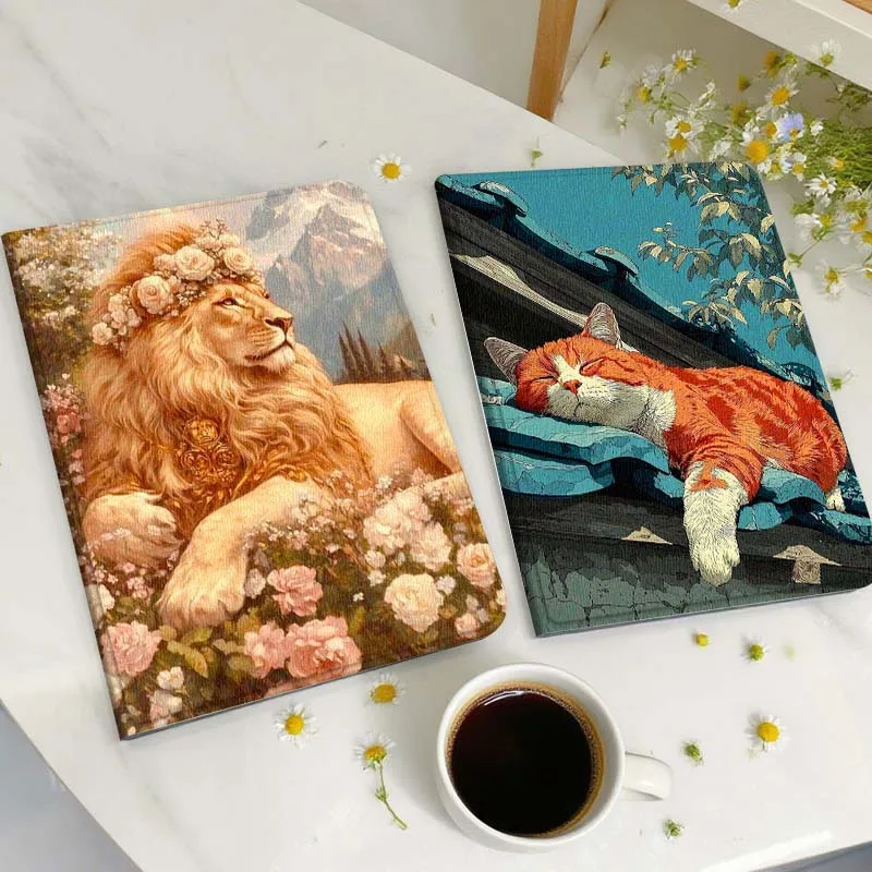 

Lion Flower Mountain Scene Gift Tablet Case For Huawei Honor MatePad MediaPad Air 5 6 7 11 V6 V7 V8 V9 X9 X8 T10 T10s C5e T5