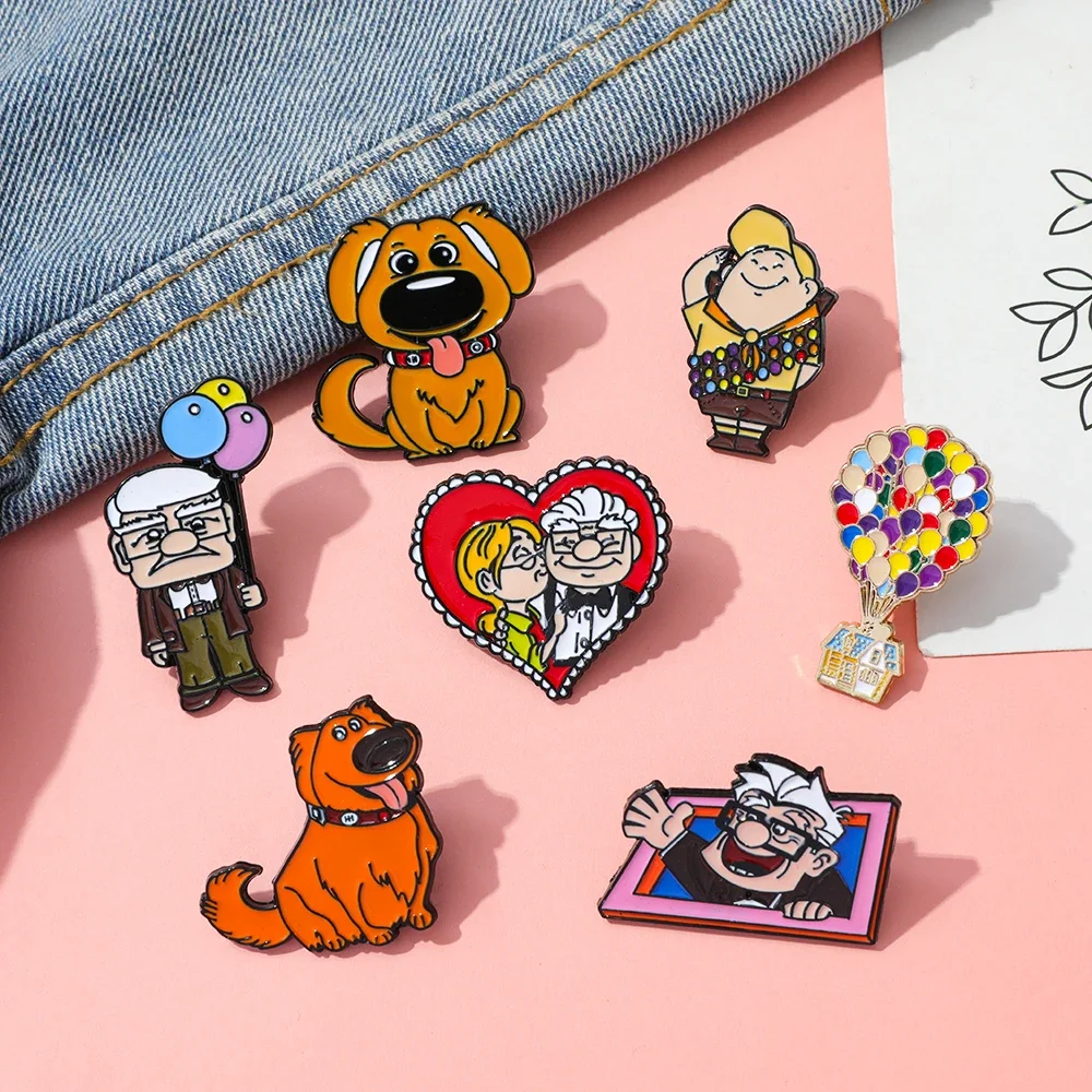 7 Uds. Broche divertido de Anime Russell & Carl Fredricksen, Pin esmaltado de moda, insignia, joyería, mochila, decoración de ropa, regalo