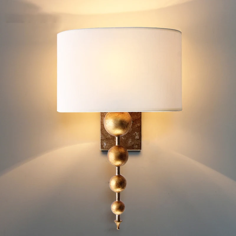 

American Wall Lamp, Bedroom Bedside Lamp, Simple Aisle, Retro Iron Art Study, Copper Color Living Room Wall Lamp