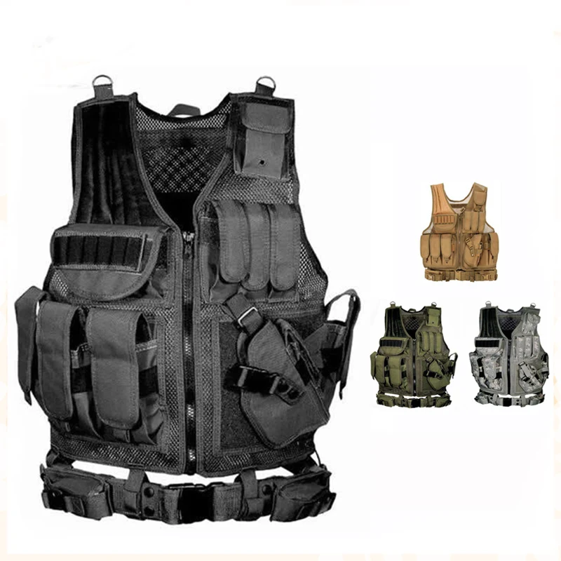 Gilet tattico Molle regolabile Gilet da combattimento per armature Guardia di sicurezza Caccia Esercito Outdoor CS Gioco di guerra Giacca da allenamento softair