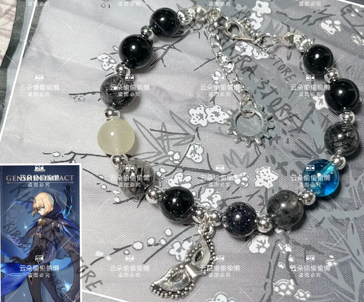

Dainsleif Natural Stone Bead Bangle Genshin Impact Handcraft Hand Chains Bracelet Cosplay Handstring Phone Christmas Pendant