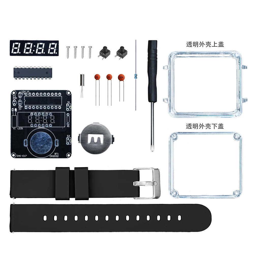 LED DIY elektronische horlogekit Digitale buisklokaccessoires Soldeermontage Elektronisch siliconen horloge