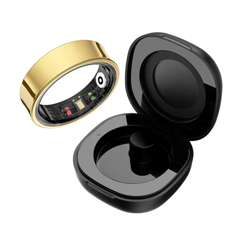 Anillo inteligente R09 para hombres y mujeres con estuche de carga, frecuencia cardíaca, oxígeno en sangre, monitor de temperatura de la piel, resistente al agua 5ATM para Android iOS