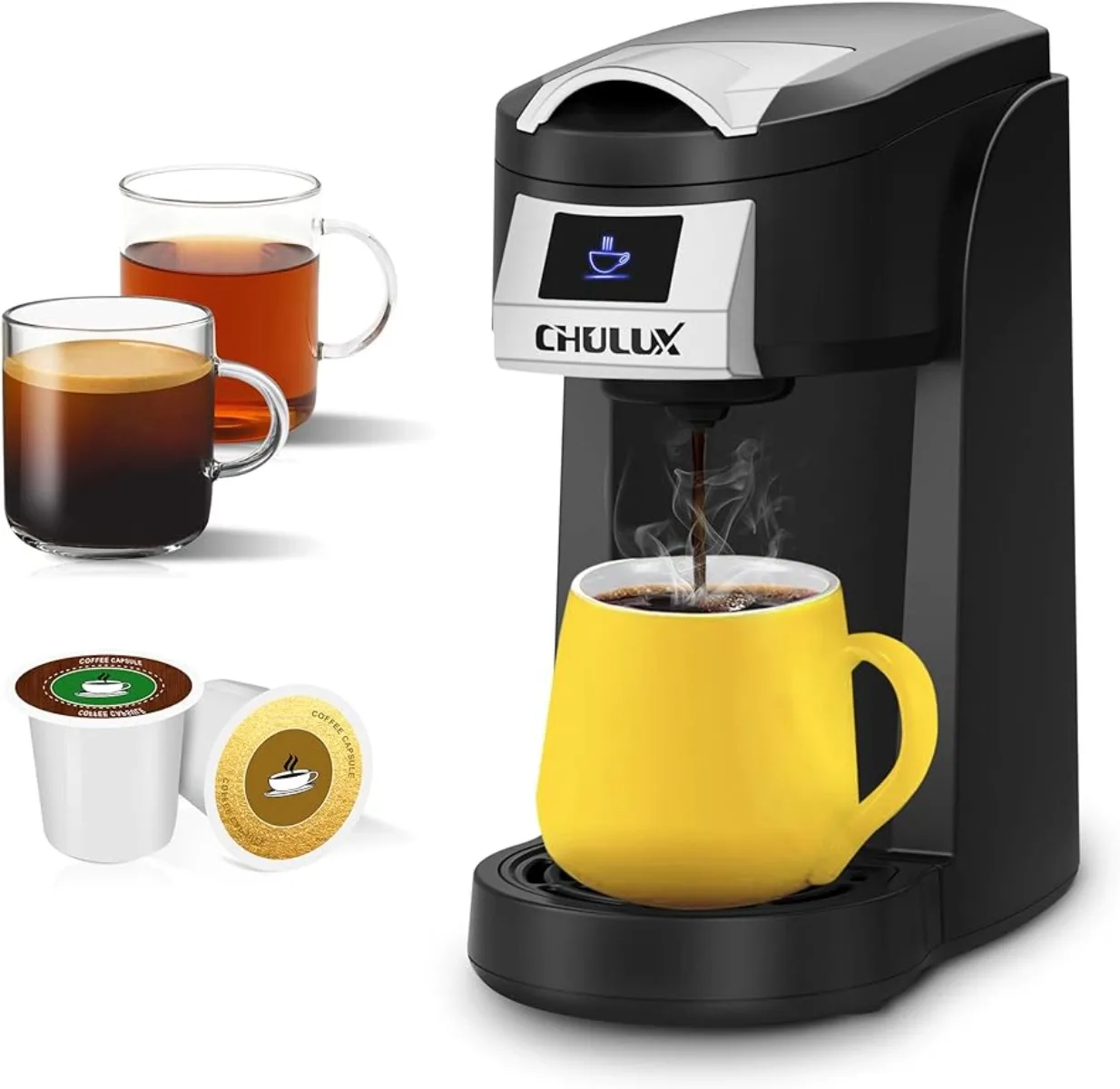 Single Serve Coffee Maker,  5 to 12oz Brew Sizes in Mins, Auto Off Function, Portable Coffee Machine | USA | NEW