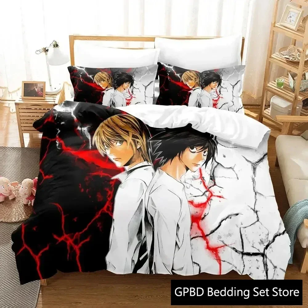 3D Print Death Anime Note Comfortable Duvet Quilt Cover Pillowcase Bedding Set Children Bedroom Decoration Home Textile