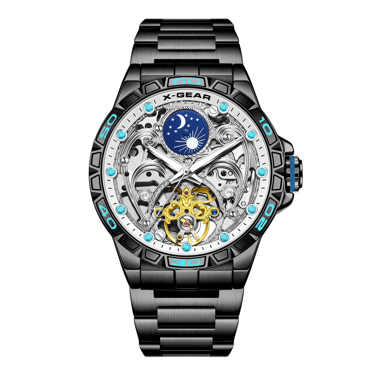 X-GEAR Official Authentic Men's Watch – Skeleton Flying Tourbillon, Luminous, Waterproof, Automatic Mechanical Watch, Gift