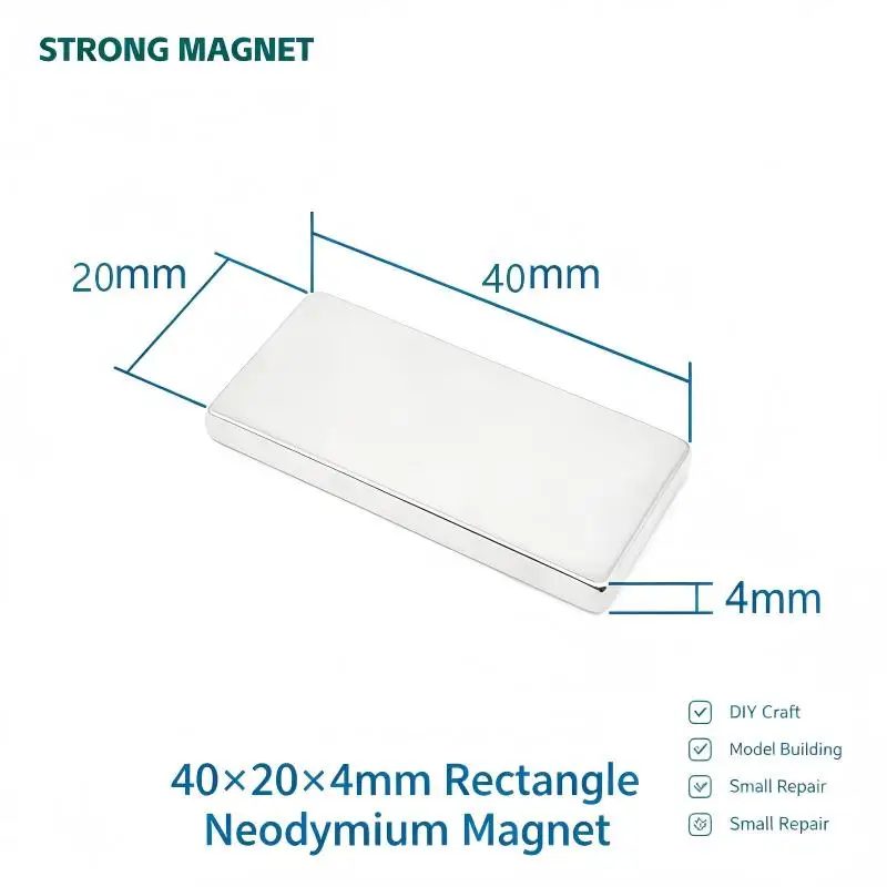 5~15PCS 40x20x4mm N35 Rectangular Block NdFeB Magnet Permanent Neodymium Magnet For Industrial DIY Craft Hardware 40*20*4