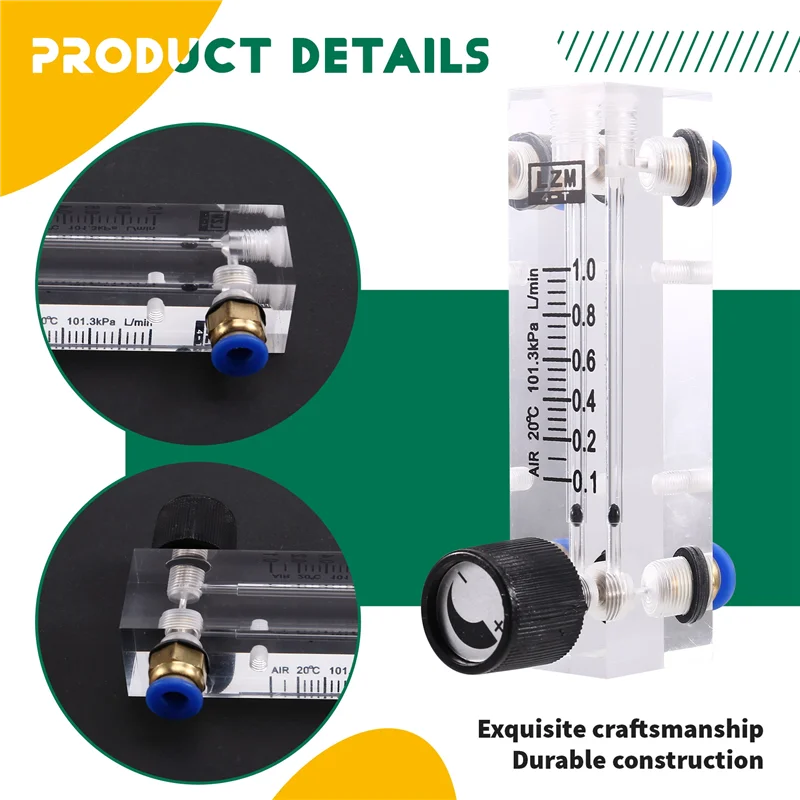 AT19-4T 0.1-1L/MIN Acrylic Variable Area Flow Meter Adjustable Panel Mount Gas Rotameter Air Flow Rate Controller