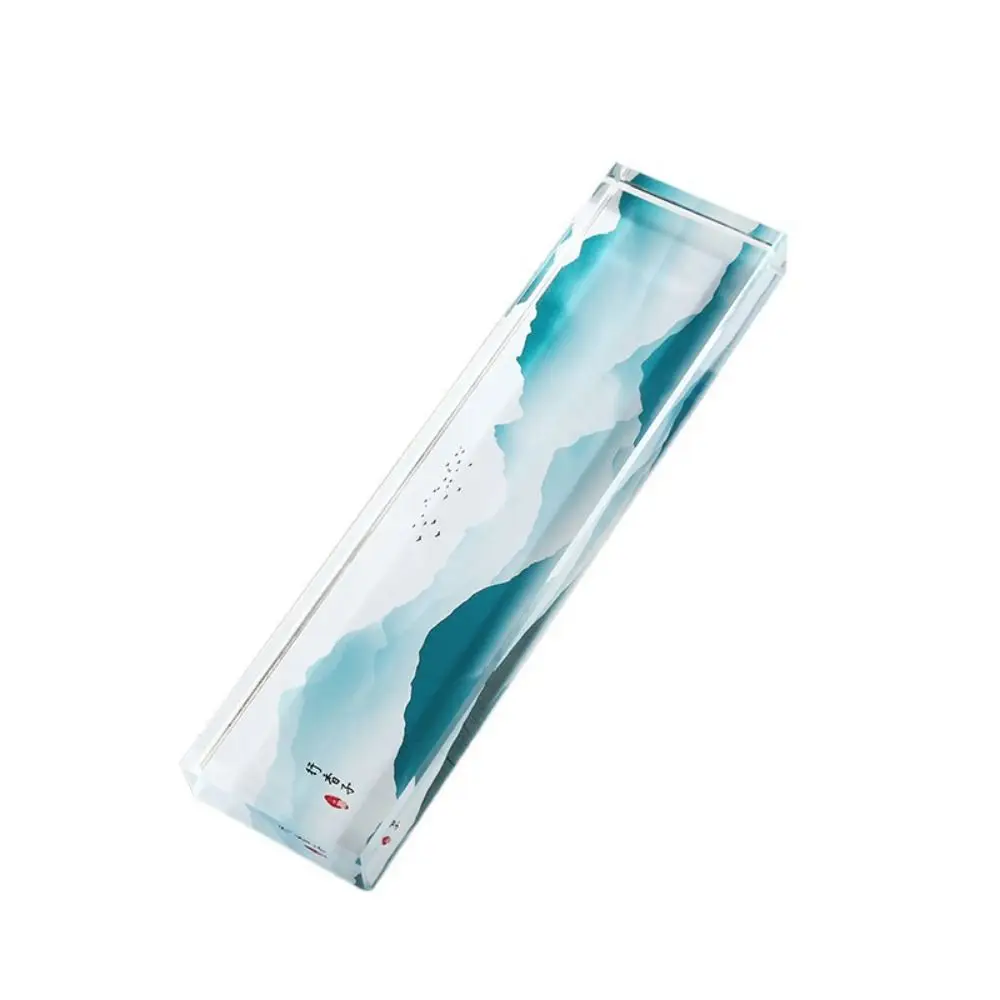 

Heavy Enough Clear Crystal Paperweight Rectangle Smooth Surface Writing Town Ruler Flat Bottom Desktop Ornament