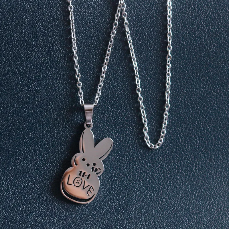 2023 New Lil Peep Love Rabbit Sad for love Pendant Necklace Stainless Steel Necklaces Jewelry Collar Fans Gift