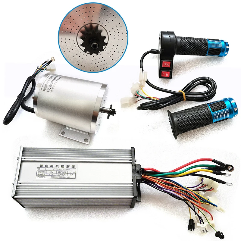 60V 2000W Brushless Motor Set with Controller Complete Kit for Electric Scooters Motorcycles High-speed Motor Kit