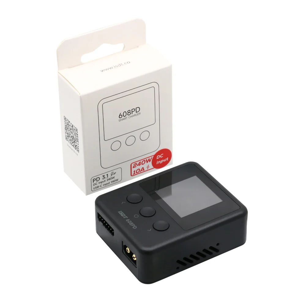 ISDT 608PD Smart Battery Charger Dual Input DC/Type-C 240W 10A IPS Screen Support LiPo LiFe LiHV NiMH Pb Battery APP Control