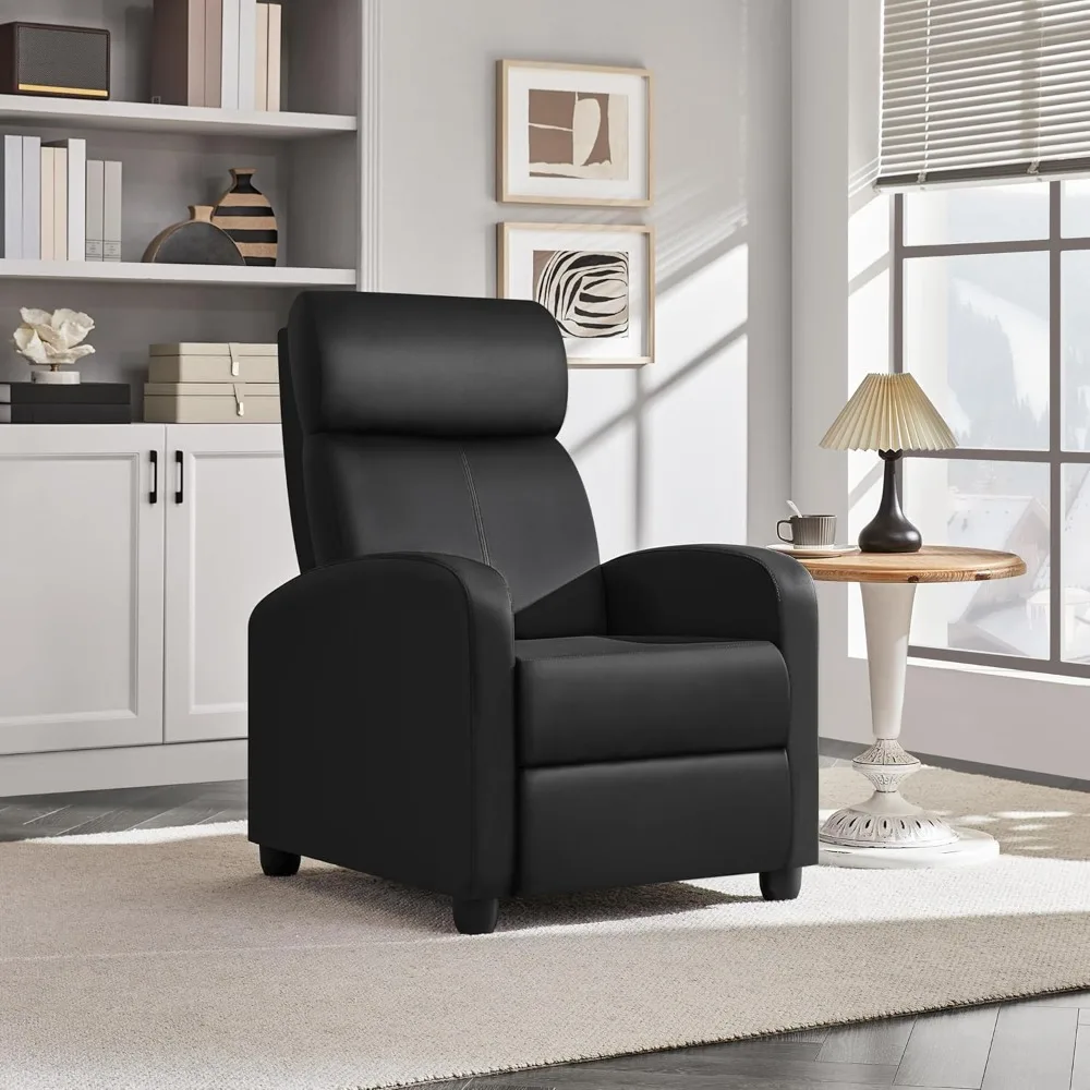 Recliner Chair PU Leather Recliner Sofa Home Theater Seating with Lumbar Support Overstuffed High-Density Sponge