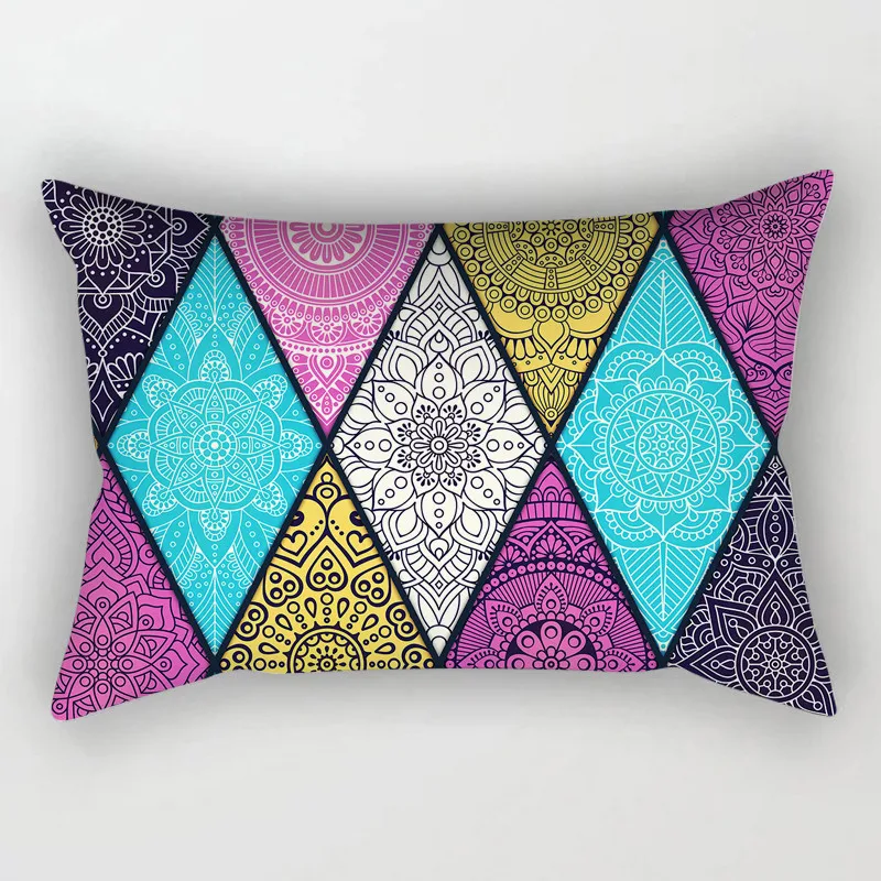 Funda de cojín con diseño de Mandala para el hogar, funda de almohada decorativa con diseño Vintage de poliéster, 30x50, para sofá
