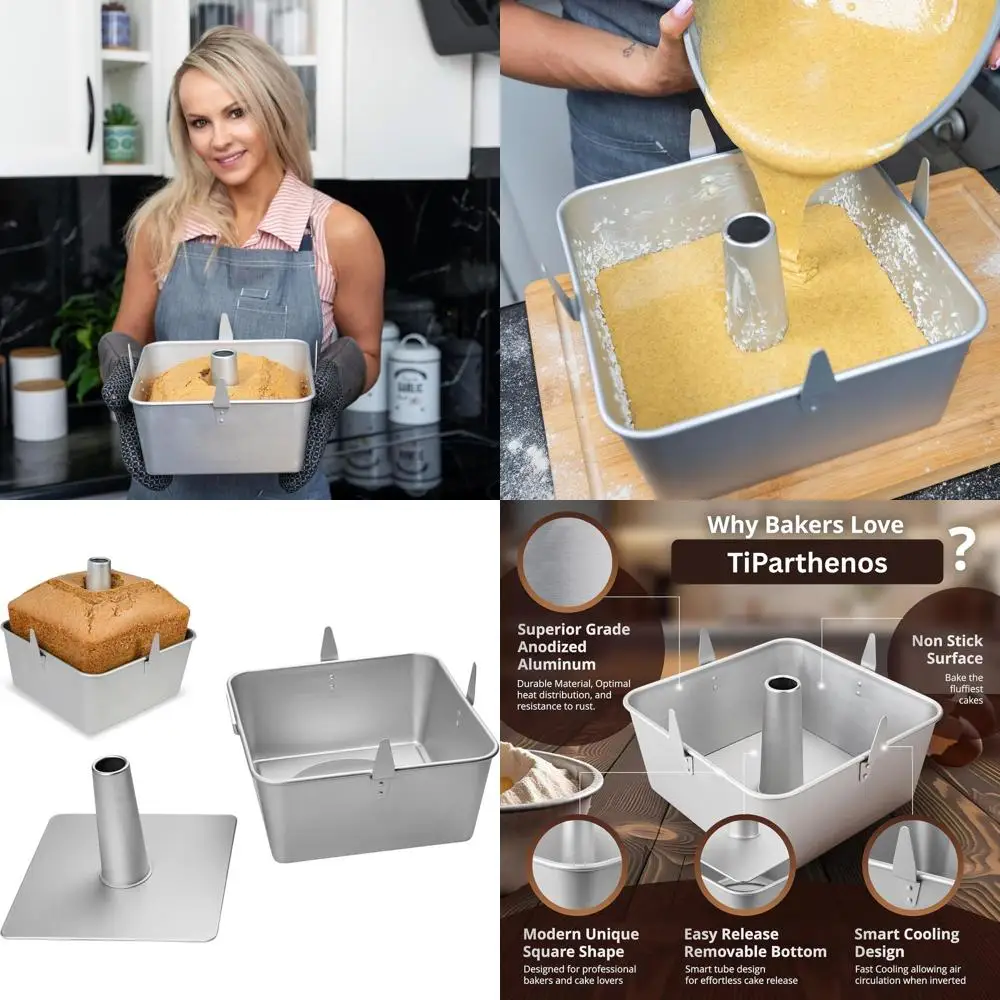 

Форма для выпечки квадратная, на 28 или 18 порций, 10 дюймов, анодированная, для кексов, чионов и пудингов, со съемным дном