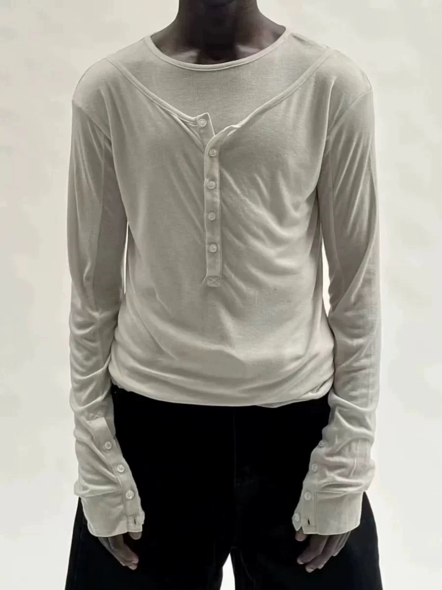 No Faith Studios 24ss Slim Fit round Neck Double Layer Shirt Black