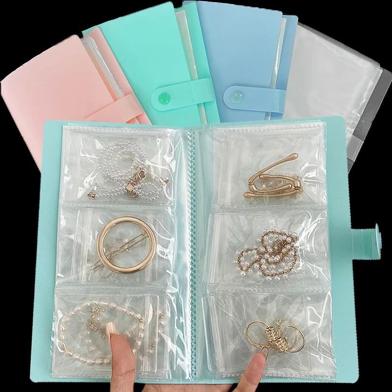 120 Grid Transparent Jewelry Storage Bag Dustproof Storage Book Necklace Earring Ring Portable Travel Jewelry Organizer Booklet