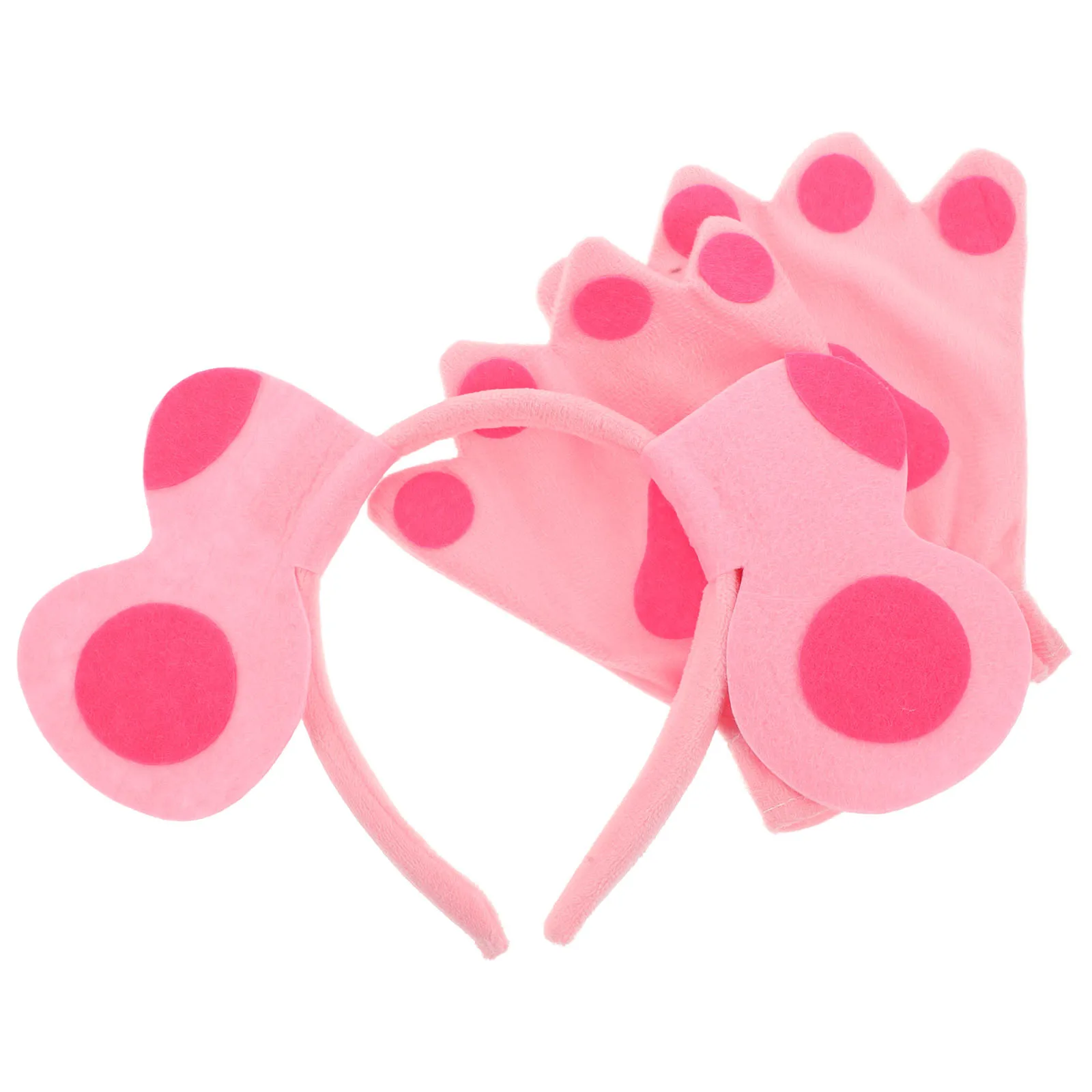 مجموعة واحدة من عصابة الرأس التنكرية لآذان الكلاب وقفازات مخلب الحيوانات الدافئة وإكسسوارات تنكرية لقفازات حفلات الهالوين #4