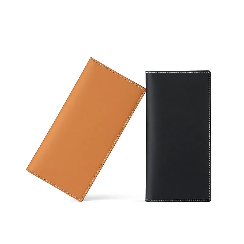 Genuine Leather Simple Long Wallet Ultra-Thin Multi-Card Slot Card Holder First-Layer Cowhide Men's Money Clutch wholesale.